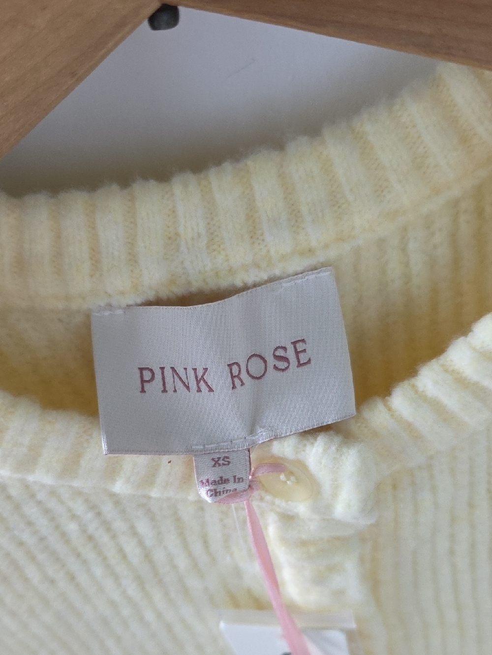 NWT...Pink Rose Short-Sleeve Knit Cardigan in Soft Pale Yellow - Picture 2 of 9